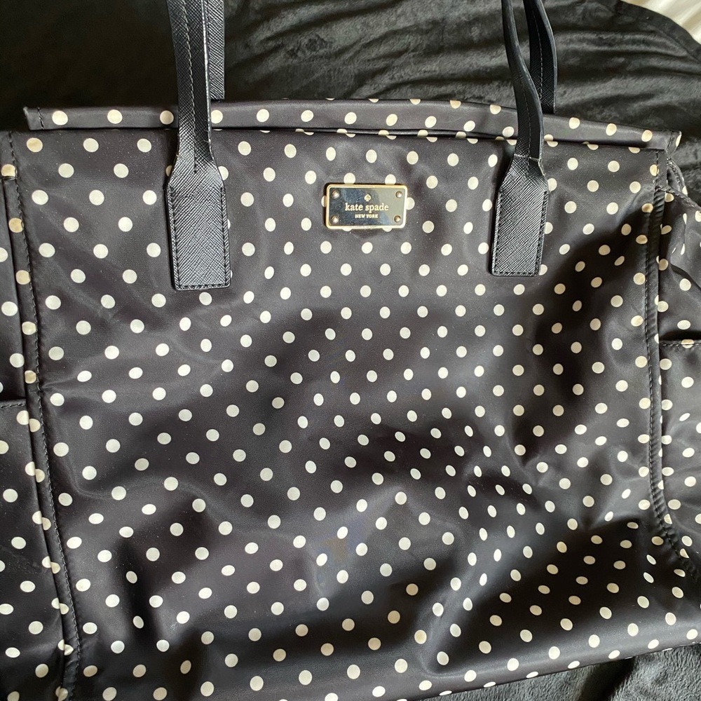 Kate Spade Used baby bag, black w/white polka dots
